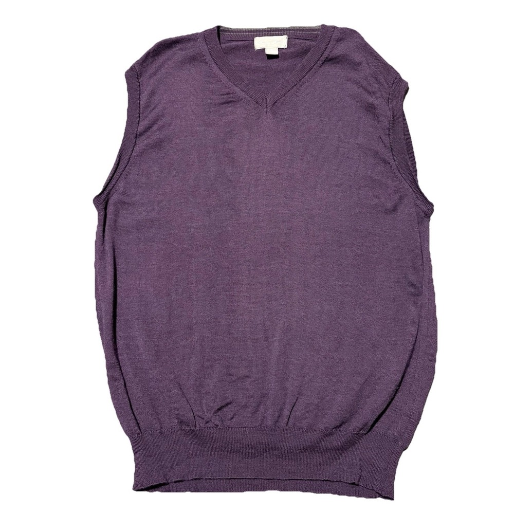 Toscano Firenze Sweater Vest Mens XL Purple 100% Merino Wool V-Neck Knit